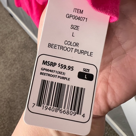103. Gap Ladies Short Sleeve Tiered Dress (Beetroot Purple/Hot Pink) L - Picture 4 of 6
